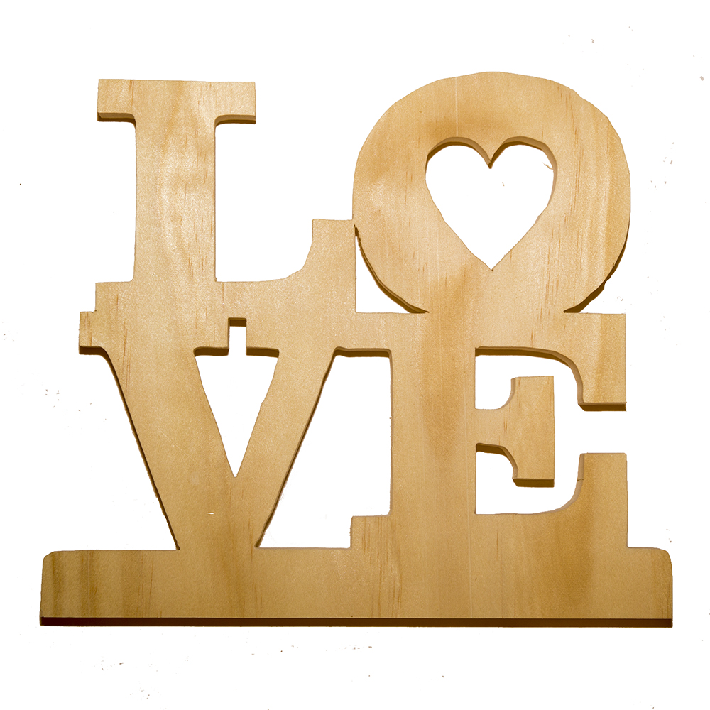 wooden love display sign